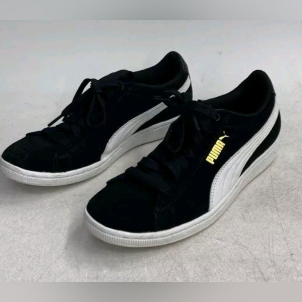 Puma Women's Platform Softfoam Suede Gold / Black Sneakers -Size 6.5 - Picture 2 of 7